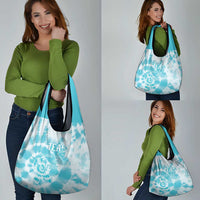Teal Ribbon Cervical Cancer Awareness Grocery Bag Not Going Down Without A Fight Tie Dye - Wonder Print Shop