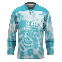 Teal Ribbon Cervical Cancer Awareness Hockey Jersey Not Going Down Without A Fight Tie Dye - Wonder Print Shop
