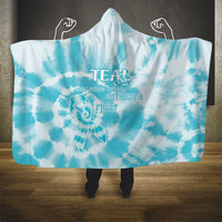 Teal Ribbon Cervical Cancer Awareness Hooded Blanket Not Going Down Without A Fight Tie Dye - Wonder Print Shop