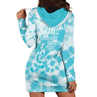 Teal Ribbon Cervical Cancer Awareness Hoodie Dress Not Going Down Without A Fight Tie Dye - Wonder Print Shop