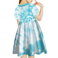 Teal Ribbon Cervical Cancer Awareness Kid Short Sleeve Dress Not Going Down Without A Fight Tie Dye - Wonder Print Shop