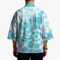 Teal Ribbon Cervical Cancer Awareness Kimono Not Going Down Without A Fight Tie Dye - Wonder Print Shop