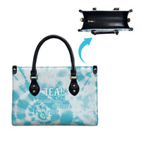 Teal Ribbon Cervical Cancer Awareness Leather Bag Not Going Down Without A Fight Tie Dye - Wonder Print Shop