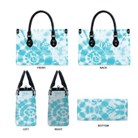 Teal Ribbon Cervical Cancer Awareness Leather Bag Not Going Down Without A Fight Tie Dye - Wonder Print Shop