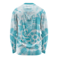 Teal Ribbon Cervical Cancer Awareness Long Sleeve Shirt Not Going Down Without A Fight Tie Dye - Wonder Print Shop