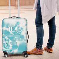 Teal Ribbon Cervical Cancer Awareness Luggage Cover Not Going Down Without A Fight Tie Dye - Wonder Print Shop