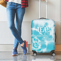 Teal Ribbon Cervical Cancer Awareness Luggage Cover Not Going Down Without A Fight Tie Dye - Wonder Print Shop