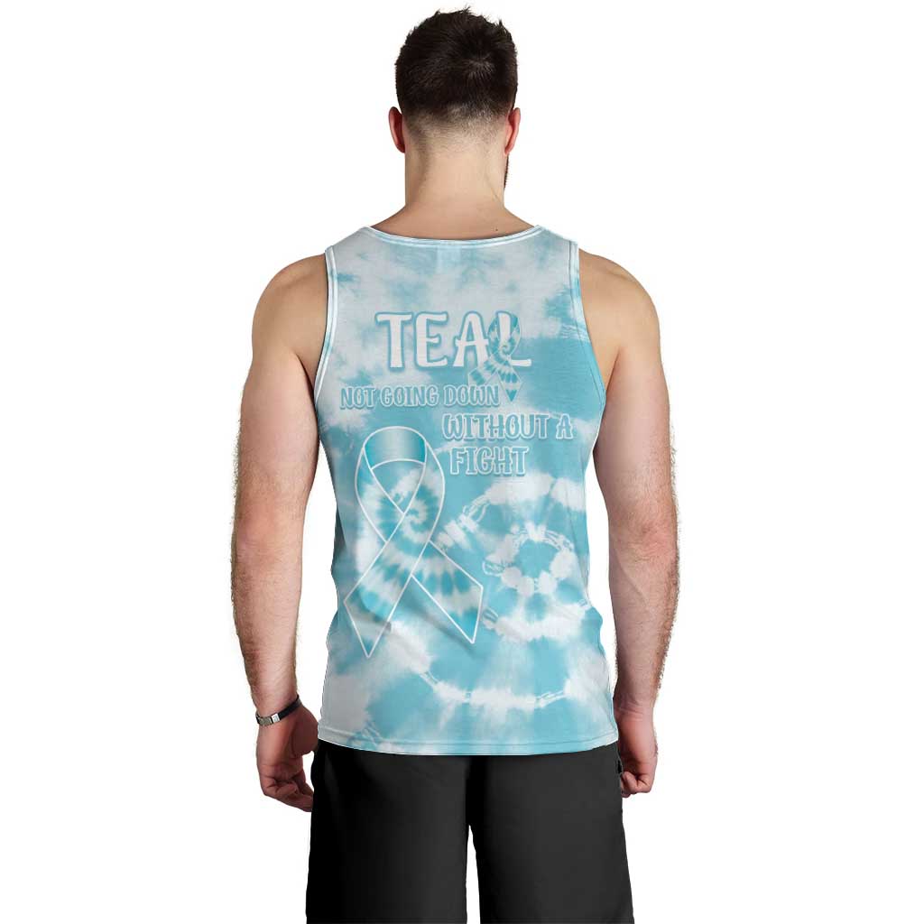 Teal Ribbon Cervical Cancer Awareness Men Tank Top Not Going Down Without A Fight Tie Dye - Wonder Print Shop