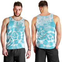 Teal Ribbon Cervical Cancer Awareness Men Tank Top Not Going Down Without A Fight Tie Dye - Wonder Print Shop