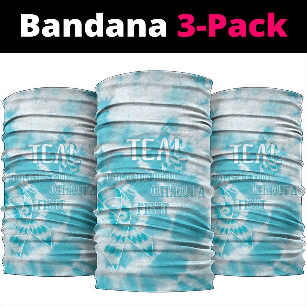 Teal Ribbon Cervical Cancer Awareness Neck Gaiter Not Going Down Without A Fight Tie Dye - Wonder Print Shop