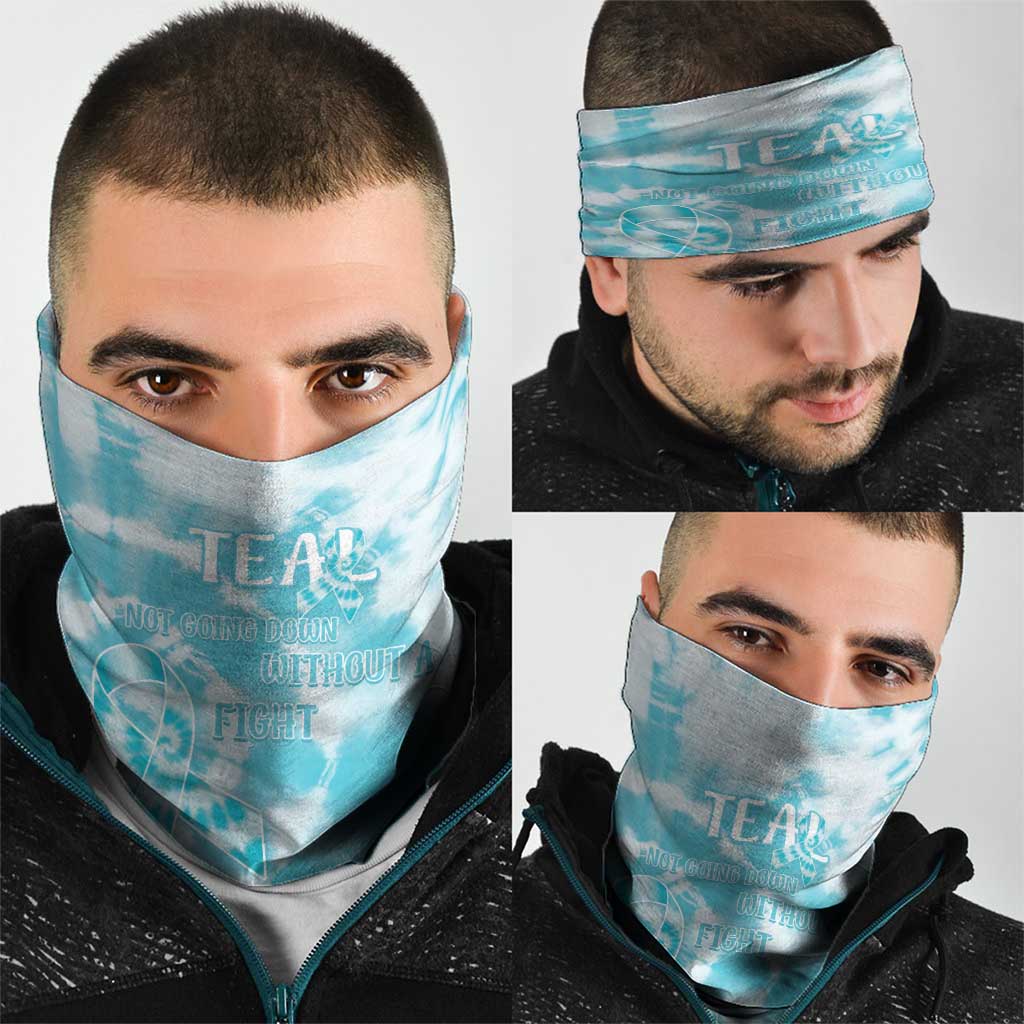 Teal Ribbon Cervical Cancer Awareness Neck Gaiter Not Going Down Without A Fight Tie Dye - Wonder Print Shop