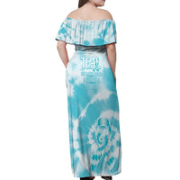 Teal Ribbon Cervical Cancer Awareness Off Shoulder Maxi Dress Not Going Down Without A Fight Tie Dye - Wonder Print Shop