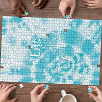 Teal Ribbon Cervical Cancer Awareness Puzzle Not Going Down Without A Fight Tie Dye - Wonder Print Shop