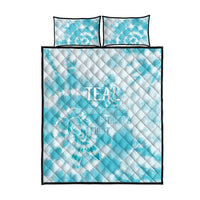 Teal Ribbon Cervical Cancer Awareness Quilt Bed Set Not Going Down Without A Fight Tie Dye - Wonder Print Shop