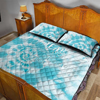 Teal Ribbon Cervical Cancer Awareness Quilt Bed Set Not Going Down Without A Fight Tie Dye - Wonder Print Shop