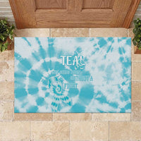 Teal Ribbon Cervical Cancer Awareness Rubber Doormat Not Going Down Without A Fight Tie Dye - Wonder Print Shop