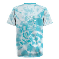 Teal Ribbon Cervical Cancer Awareness Rugby Jersey Not Going Down Without A Fight Tie Dye - Wonder Print Shop