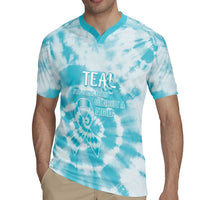Teal Ribbon Cervical Cancer Awareness Rugby Jersey Not Going Down Without A Fight Tie Dye - Wonder Print Shop
