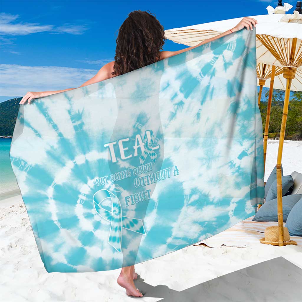 Teal Ribbon Cervical Cancer Awareness Sarong Not Going Down Without A Fight Tie Dye - Wonder Print Shop