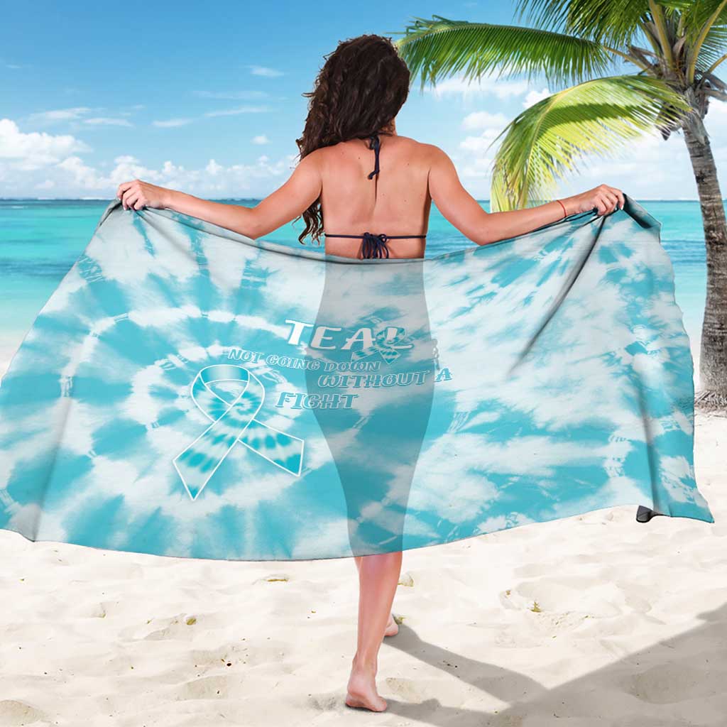 Teal Ribbon Cervical Cancer Awareness Sarong Not Going Down Without A Fight Tie Dye - Wonder Print Shop