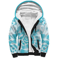 Teal Ribbon Cervical Cancer Awareness Sherpa Hoodie Not Going Down Without A Fight Tie Dye - Wonder Print Shop