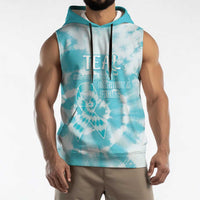 Teal Ribbon Cervical Cancer Awareness Sleeveless Hoodie Not Going Down Without A Fight Tie Dye - Wonder Print Shop