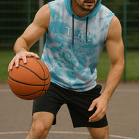 Teal Ribbon Cervical Cancer Awareness Sleeveless Hoodie Not Going Down Without A Fight Tie Dye - Wonder Print Shop