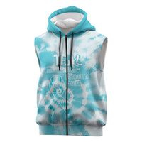 Teal Ribbon Cervical Cancer Awareness Sleeveless Zip Hoodie Not Going Down Without A Fight Tie Dye - Wonder Print Shop