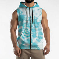 Teal Ribbon Cervical Cancer Awareness Sleeveless Zip Hoodie Not Going Down Without A Fight Tie Dye - Wonder Print Shop