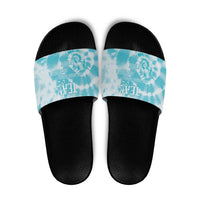 Teal Ribbon Cervical Cancer Awareness Slide Sandals Not Going Down Without A Fight Tie Dye - Wonder Print Shop