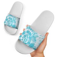 Teal Ribbon Cervical Cancer Awareness Slide Sandals Not Going Down Without A Fight Tie Dye - Wonder Print Shop
