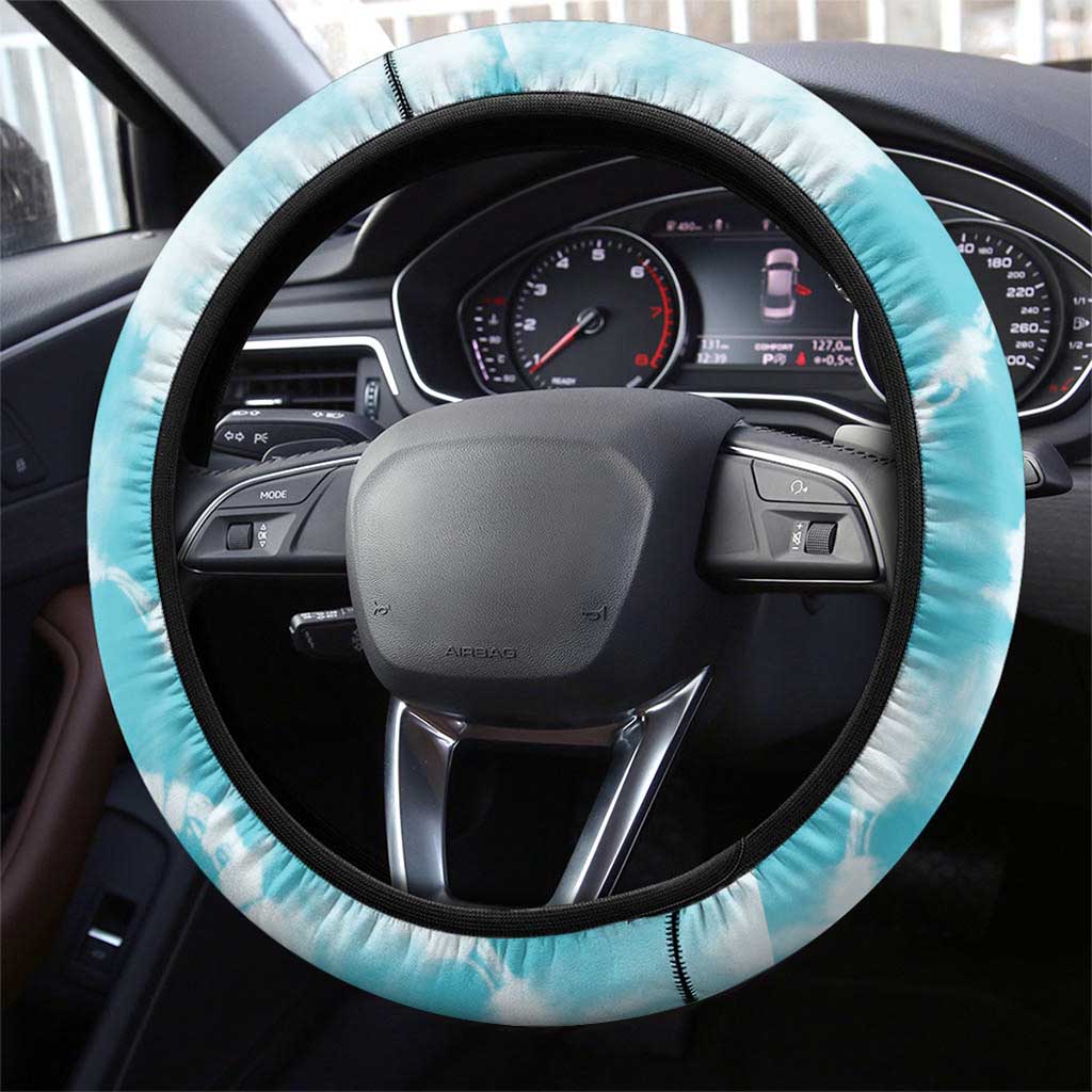 Teal Ribbon Cervical Cancer Awareness Steering Wheel Cover Not Going Down Without A Fight Tie Dye - Wonder Print Shop