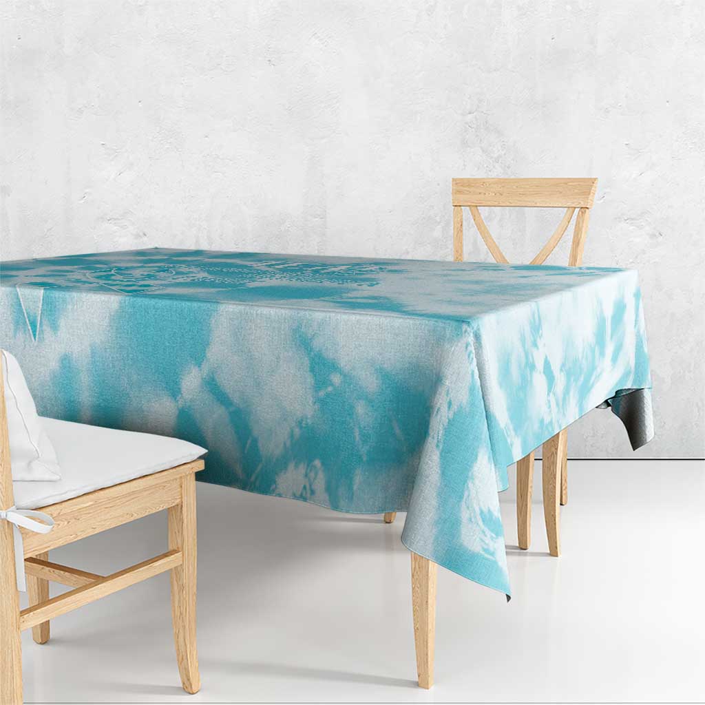 Teal Ribbon Cervical Cancer Awareness Tablecloth Not Going Down Without A Fight Tie Dye - Wonder Print Shop