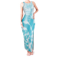 Teal Ribbon Cervical Cancer Awareness Tank Maxi Dress Not Going Down Without A Fight Tie Dye - Wonder Print Shop