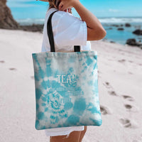 Teal Ribbon Cervical Cancer Awareness Tote Bag Not Going Down Without A Fight Tie Dye - Wonder Print Shop