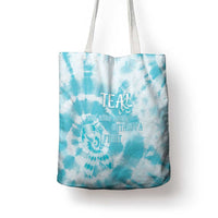 Teal Ribbon Cervical Cancer Awareness Tote Bag Not Going Down Without A Fight Tie Dye - Wonder Print Shop
