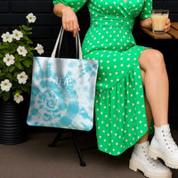 Teal Ribbon Cervical Cancer Awareness Tote Bag Not Going Down Without A Fight Tie Dye - Wonder Print Shop