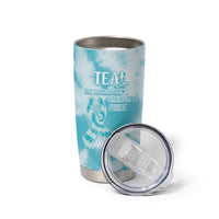 Teal Ribbon Cervical Cancer Awareness Tumbler Cup Not Going Down Without A Fight Tie Dye - Wonder Print Shop
