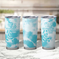 Teal Ribbon Cervical Cancer Awareness Tumbler Cup Not Going Down Without A Fight Tie Dye - Wonder Print Shop