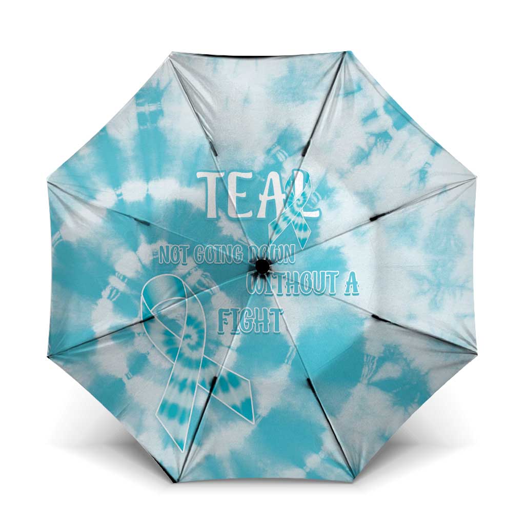 Teal Ribbon Cervical Cancer Awareness Umbrella Not Going Down Without A Fight Tie Dye - Wonder Print Shop