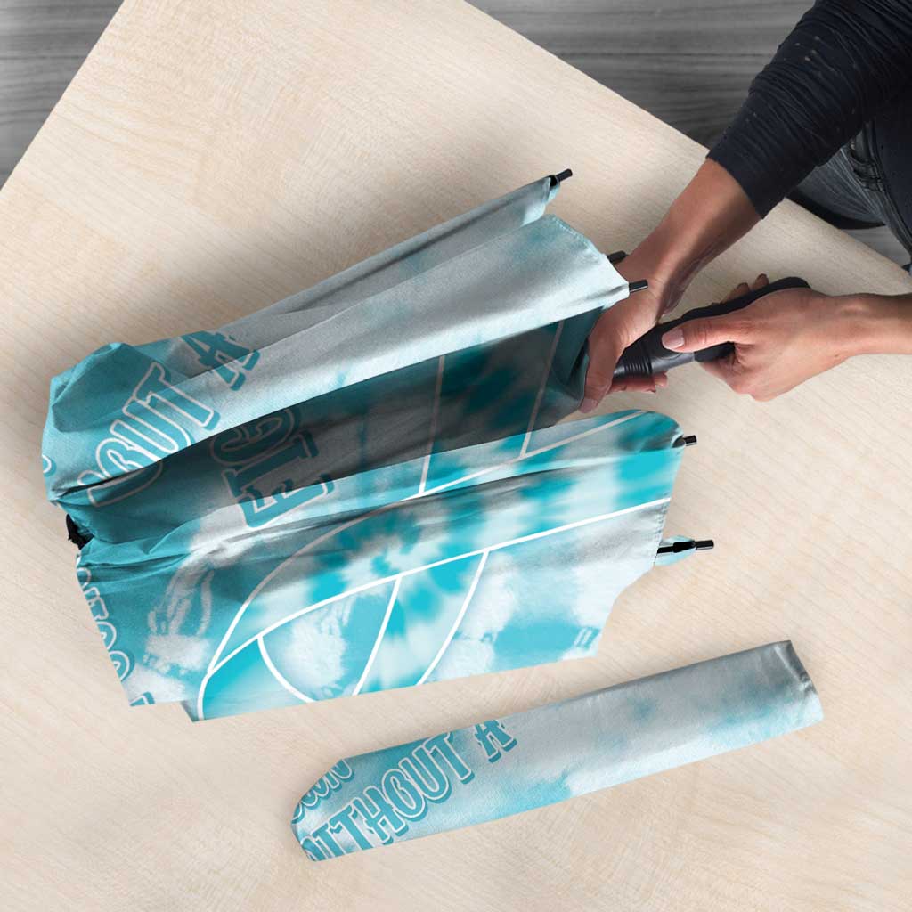 Teal Ribbon Cervical Cancer Awareness Umbrella Not Going Down Without A Fight Tie Dye - Wonder Print Shop