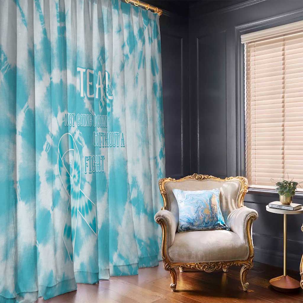 Teal Ribbon Cervical Cancer Awareness Window Curtain Not Going Down Without A Fight Tie Dye - Wonder Print Shop