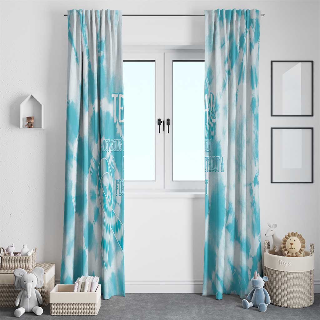 Teal Ribbon Cervical Cancer Awareness Window Curtain Not Going Down Without A Fight Tie Dye - Wonder Print Shop