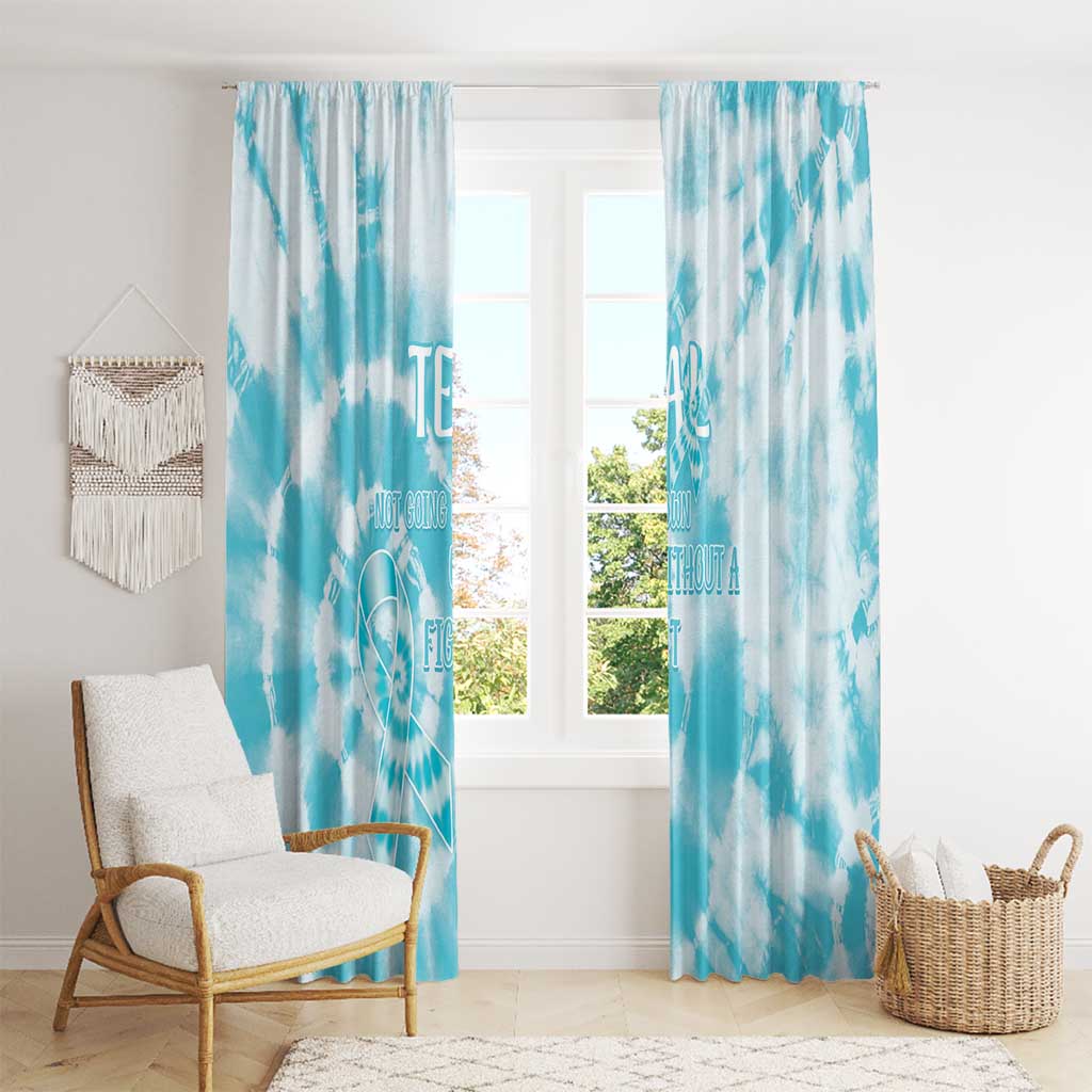 Teal Ribbon Cervical Cancer Awareness Window Curtain Not Going Down Without A Fight Tie Dye - Wonder Print Shop
