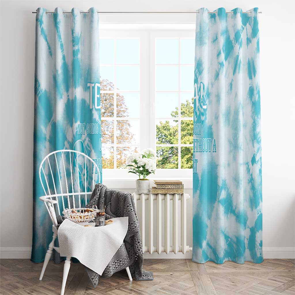 Teal Ribbon Cervical Cancer Awareness Window Curtain Not Going Down Without A Fight Tie Dye - Wonder Print Shop