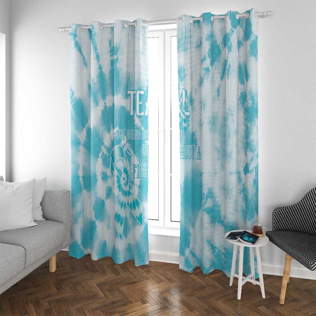 Teal Ribbon Cervical Cancer Awareness Window Curtain Not Going Down Without A Fight Tie Dye - Wonder Print Shop