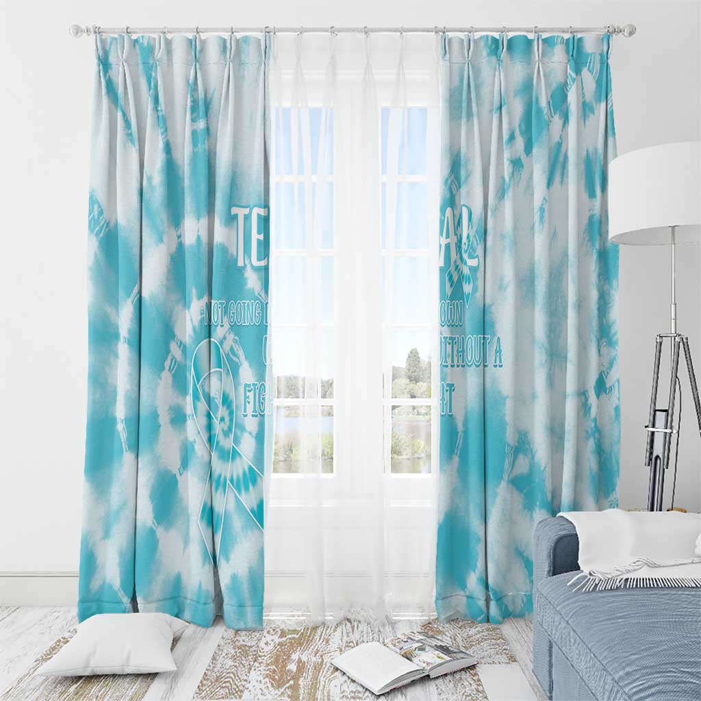 Teal Ribbon Cervical Cancer Awareness Window Curtain Not Going Down Without A Fight Tie Dye - Wonder Print Shop