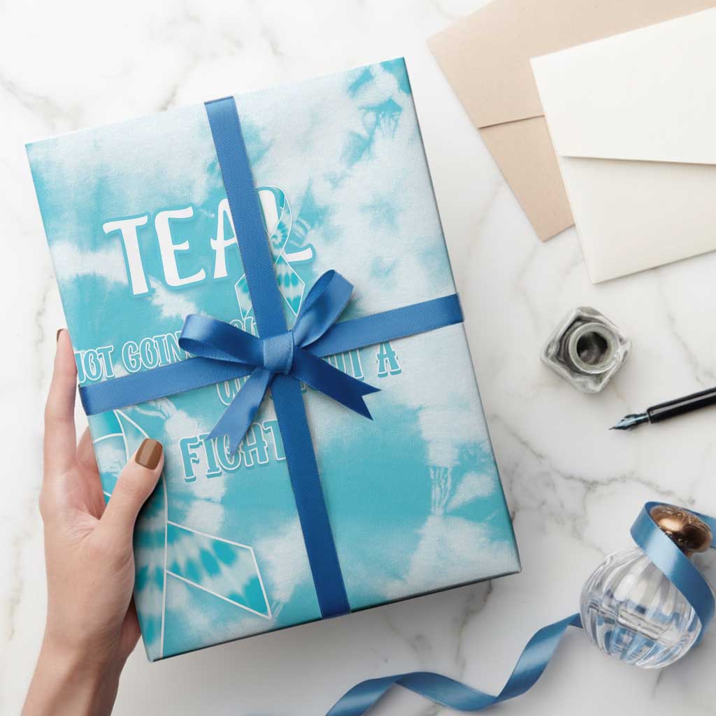 Teal Ribbon Cervical Cancer Awareness Wrapping Paper Not Going Down Without A Fight Tie Dye - Wonder Print Shop