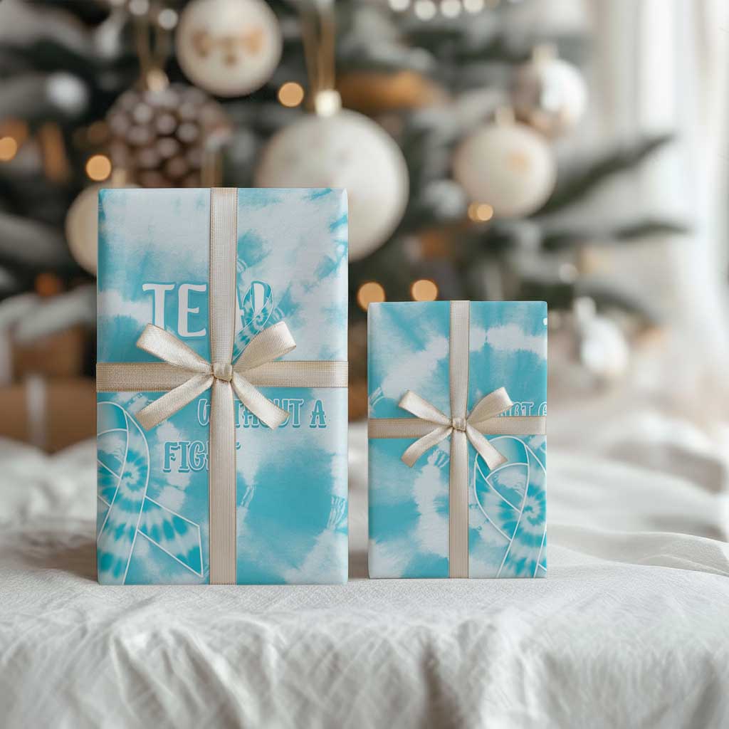 Teal Ribbon Cervical Cancer Awareness Wrapping Paper Not Going Down Without A Fight Tie Dye - Wonder Print Shop