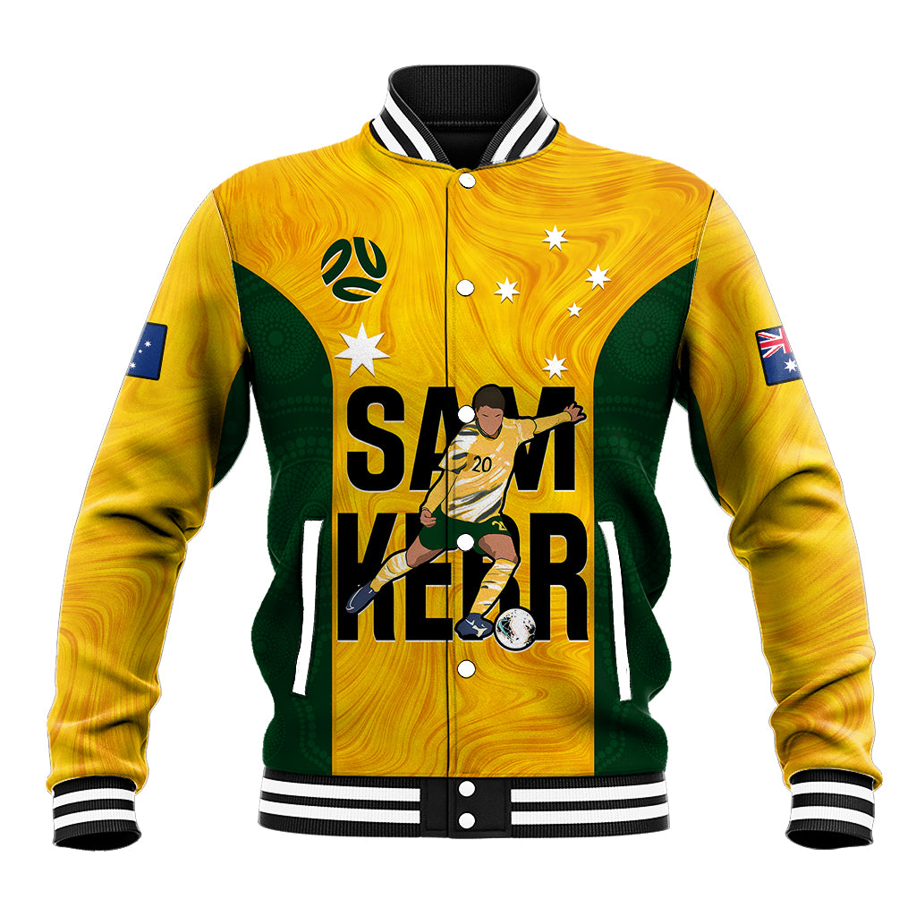 Australia Soccer Baseball Jacket Sam Kerr Matildas Proud 2023 World Cup Yellow - Wonder Print Shop